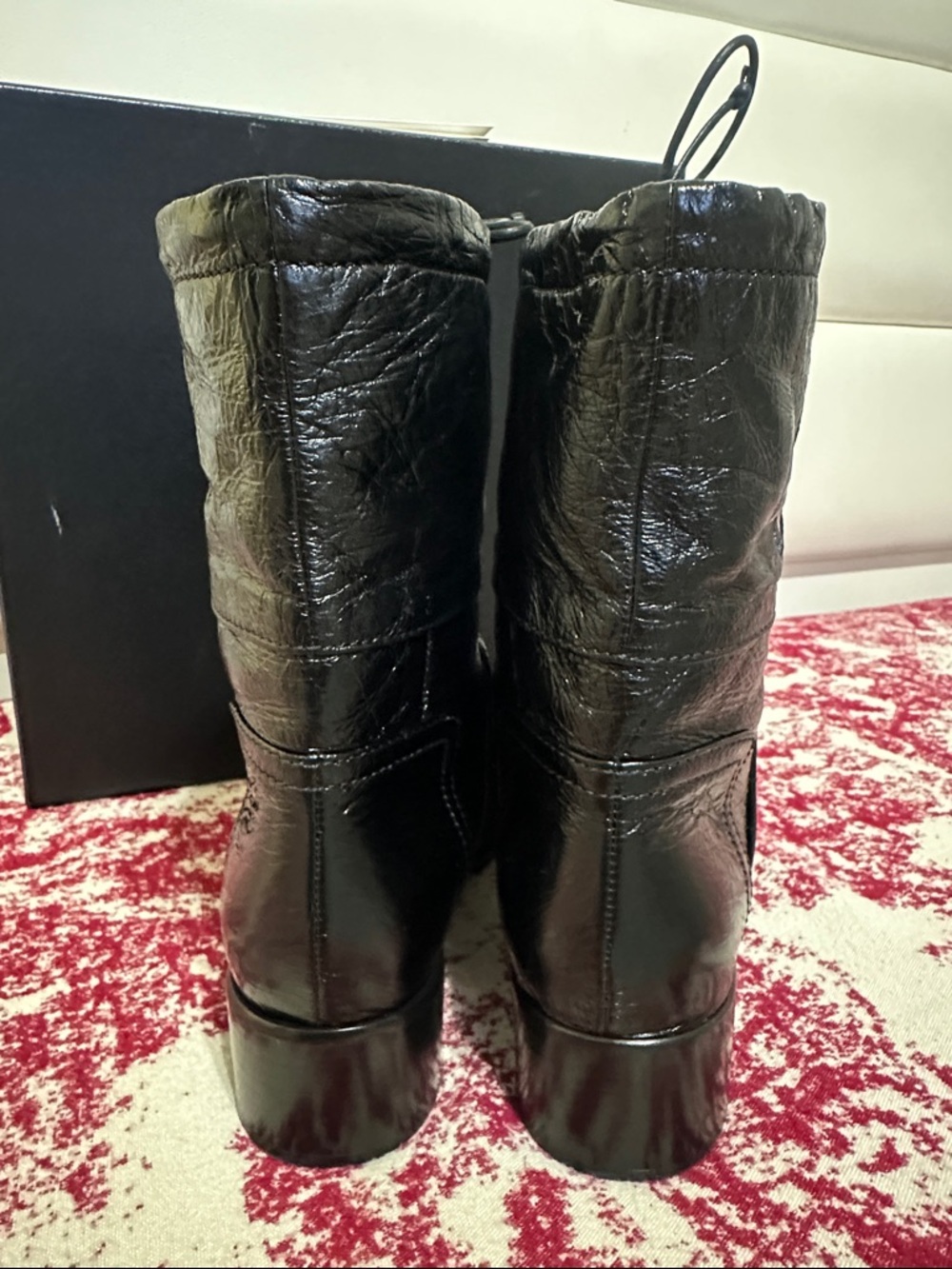 CHANEL Black Quilted Crumpled Calfskin Leather Short Boots with CC Logo - Picture 7 of 15